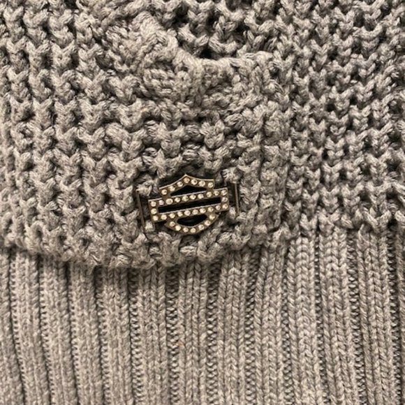 Harley-Davidson Zipper Close Hick Neck Embroidered Cardigan Sweater Size XL - Picture 4 of 8